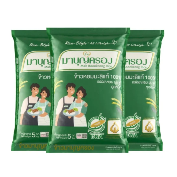 grains-rice-cereal-0193 มาบุญครอง ข้าวหอมมะลิ 100% ถุงเขียว 5 กก. x 3