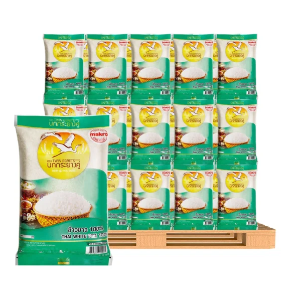 grains-rice-cereal-0232 นกกระยางคู่ ข้าวขาว100% 5 กก. x 180 ถุง (1 พาเลท)