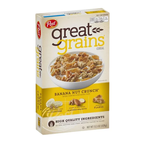 โพสต์ เกรท เกรน บานานา นัท ครันช์ 439 ก. Post Great Grains Banana Nut Crunch 439 g.