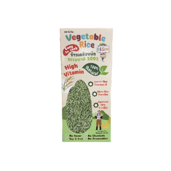 grains-rice-cereal-0365 Begin Baby ข้าวหอมมะลิ เคลือบผักธรรมชาติ100% มี 6รส วิตามินสูง นุ่ม หุงง่าย มีประโยชน์ อาหารเด็ก 6เดือนขึ้นไป ข้าวเคลือบผัก รสผักโขม 200 กรัม