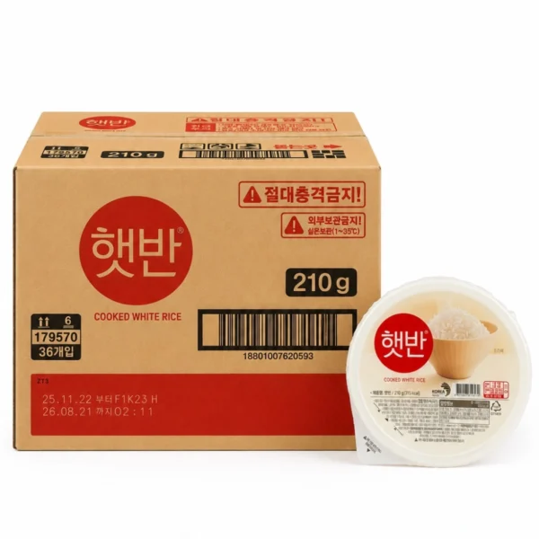 grains-rice-cereal-0387 แฮทบัน ข้าวขาวเกาหลีหุงพร้อมทาน 210 กรัม(ยกลัง 36 ถ้วย)