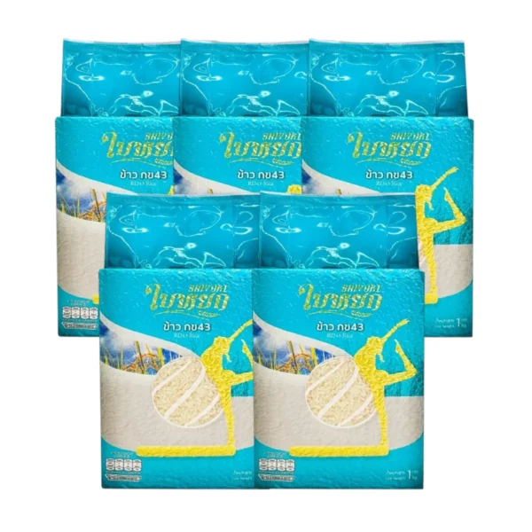 grains-rice-cereal-0410 ข้าวดัชนีน้ําตาลต่ํา (กข 43) - ตราใบหยก 1 กก. / 5 แพ็ค
