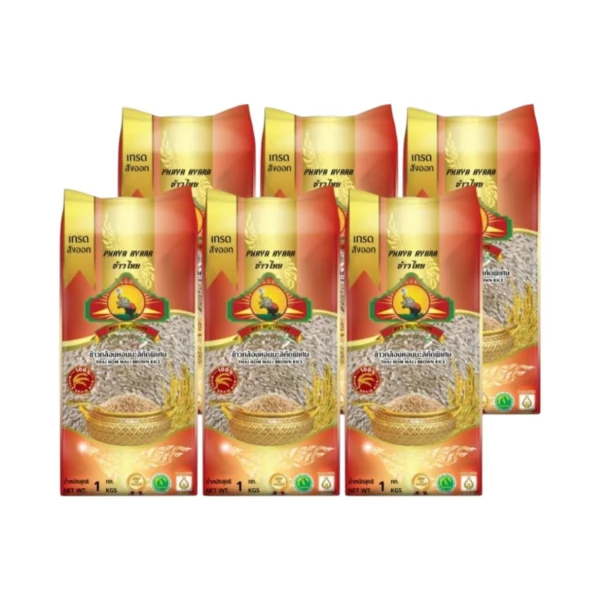 grains-rice-cereal-0444 (แพ็ก6)ข้าวกล้องหอมมะลิใหม่100% 1KG 6ถุงตราพญาไอยรา