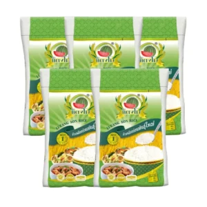 grains-rice-cereal-0509 ข้าวสาร ตราแตงโม เหลืองอ่อนพันธุ์ใหม่ ขนาด 5 กก. (แพ็ค 5 ถุง)