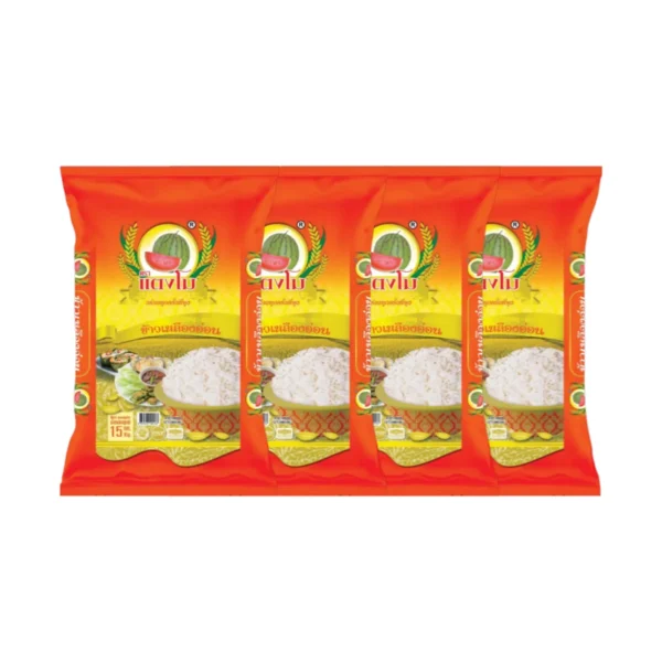 grains-rice-cereal-0551 ข้าวสาร ตราแตงโม เหลืองอ่อนแท้ ขนาด 5 กก. (แพ็ค 4 ถุง)