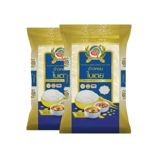 grains-rice-cereal-0590 ข้าวสาร ตราแตงโม ข้าวหอมใบเตย ขนาด 5 กก. (แพ็ค 2 ถุง)