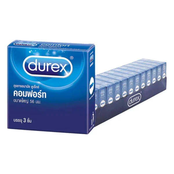 health-care-0165 ดูเร็กซ์ ถุงยางอนามัย คอมฟอร์ท 56 มม. 3 ชิ้น x 12