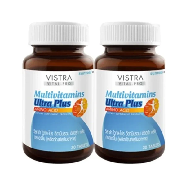 health-care-0252 วิสทร้า ผลิตภัณฑ์เสริมอาหาร ไวทัล โปร วิตามินรวม อัลตร้า พลัส กรดอะมิโน 48 ก. 30 เม็ด x 2