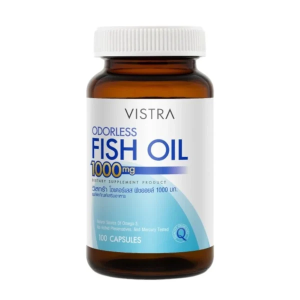 health-care-0280 วิสทร้า ผลิตภัณฑ์เสริมอาหาร โอเดอร์เลส ฟิชออยด์ 1000 มก. 100 แคปซูล