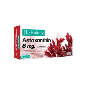 [สินค้าใหม่] Hi-Balanz Astaxanthin 6 mg. Plus Olive oil แอตต้าแซนธิน 6 มก. พลัส น้ํามันมะกอก 1 กล่อง 30 แคปซูล
