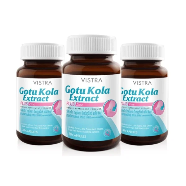 health-care-0319 วิสทร้า ผลิตภัณฑ์เสริมอาหาร โกตู โคลา เอ็กแทรค พลัส ซิงก์ 30 แคปซูล x 3