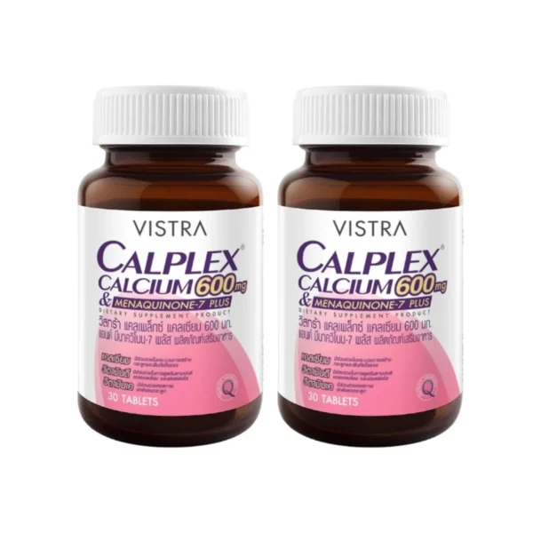 health-care-0324 วิสตร้า ผลิตภัณฑ์เสริมอาหาร แคลเพล็กซ์ แคลเซียม 600 มก. & มนาควิโนน-7 พลัส 30 เม็ด x 2