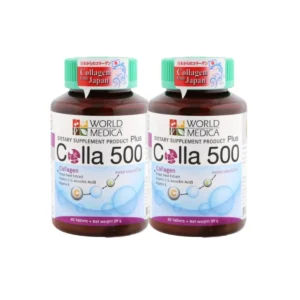 (แพ็ค 2) Khaolaor ขาวละออ Colla 500 Plus คอลลาเจนนําเข้าจากญี่ปุ่น ผสมสารสกัดเมล็ดองุ่น วิตามินซีและอี 60 เม็ด/ขวด