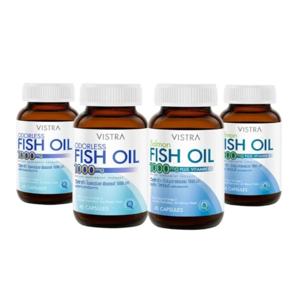health-care-0345 วิสตร้า ผลิตภัณฑ์เสริมอาหาร แซลมอน ฟิช ออยล์ 45 แคปซูล x 2 + ออเดอร์เลส ฟิชออยล์ 1000 มก. 45 แคปซูล x 2