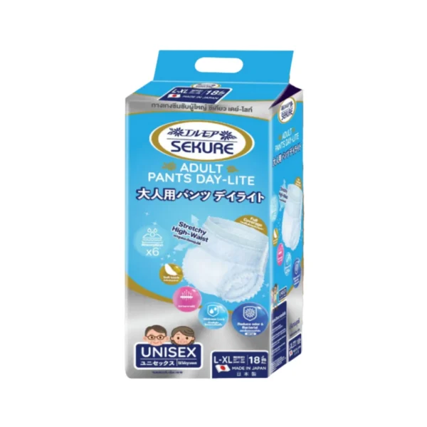 SEKURE ผ้าอ้อมผู้ใหญ่แบบกางเกง กางเกงซึมซับ ซีเคียว รุ่น เดย์-ไลท์ Size L-XL (จํานวน 1 ห่อ 18 ชิ้น)
