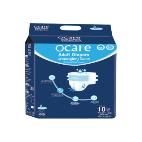 ocare ผ้าอ้อมผู้ใหญ่ ผ้าอ้อมผู้ใหญ่แบบเทป ผ้าอ้อมผู้ใหญ่ราคาถูก โอแคร์ Size M, L และ XL (จํานวน 1 ห่อ 10 ชิ้น) L สะโพก 40-55 นิ้ว
