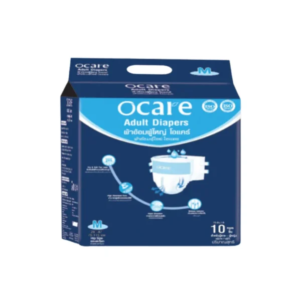 health-care-0426 ocare ผ้าอ้อมผู้ใหญ่ ผ้าอ้อมผู้ใหญ่แบบเทป ผ้าอ้อมผู้ใหญ่ราคาถูก โอแคร์ Size M, L และ XL (จํานวน 1 ห่อ 10 ชิ้น) M สะโพก 28-47 นิ้ว