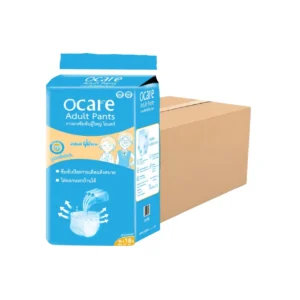 health-care-0438 ocare ผ้าอ้อมผู้ใหญ่ แบบกางเกง กางเกงซึมซับ โอแคร์ Size M-L รอบเอวสูงสุด 38 นิ้ว (จํานวน 1 ลัง 8 ห่อ 144 ชิ้น)