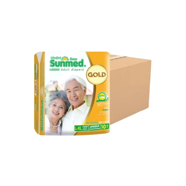 [สั่ง1ลัง/1บิล] Sunmed Gold ผ้าอ้อมผู้ใหญ่ ซันเมด โกลด์ แบบเทป Size L-XL (จํานวน 1 ลัง 8 ห่อ 80 ชิ้น)