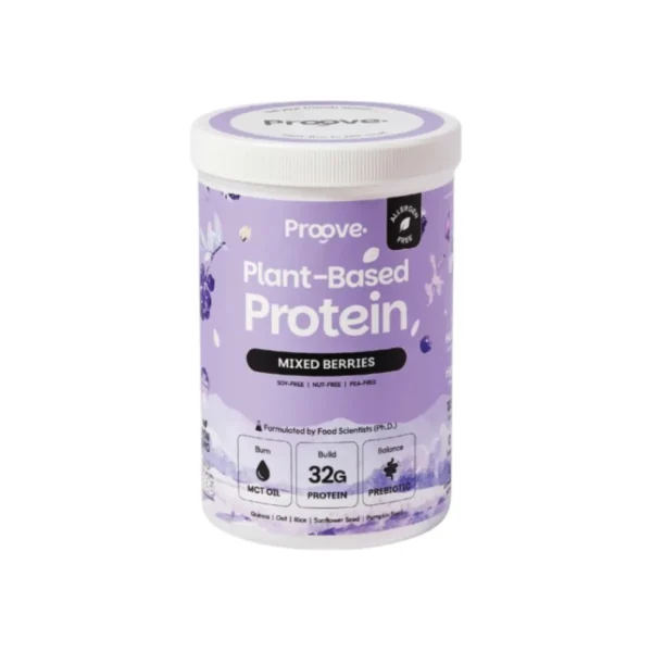 health-care-0477 Proove โปรตีนพืช รสมิกซ์เบอร์รี (Mixed Berries) สารสกัดจาก ตระกูลเบอร์รี่รวม 3 ชนิด มี Probiotic 1.35 พันล้านตัว 1 กระปุก