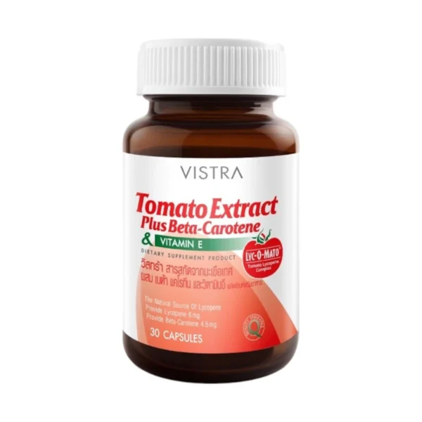 health-care-0668 วิสตร้า ผลิตภัณฑ์เสริมอาหาร มะเขือเทศ เอ็กซ์แทรกต์ พลัส เบต้า-แคโรทีน และวินามิน อี 30 แคปซูล