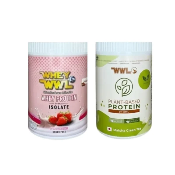 health-care-0693 WHEYWWL โปรตีนขนาดทดลองแบบกระปุก 200 g เวย์โปรตีนสตอเบอรี่ 1 กระปุก โปรตีนพืชชาเขียว 1 กระปุก