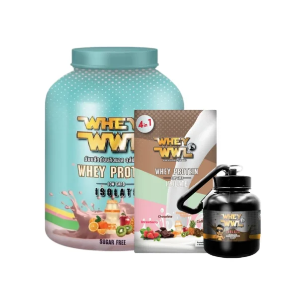 WHEYWWLเวย์โปรตีนไอโซเลท ลดไขมัน/เพิ่มกล้ามเนื้อ - ขนาด 4 ปอนด์ รสซูกัส (พิเศษแถมฟรี ! mini 4in1 และกระปุกแบ่งเวย์)