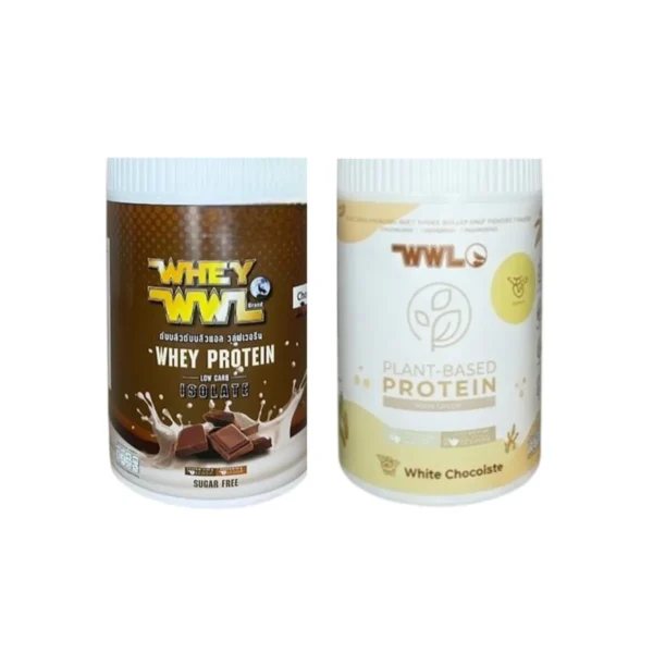 health-care-0709 WHEYWWL โปรตีนขนาดทดลองแบบกระปุก 200 g เวย์โปรตีนช็อคโกแลต 1 กระปุก โปรตีนพืชไวท์ช็อค 1 กระปุก