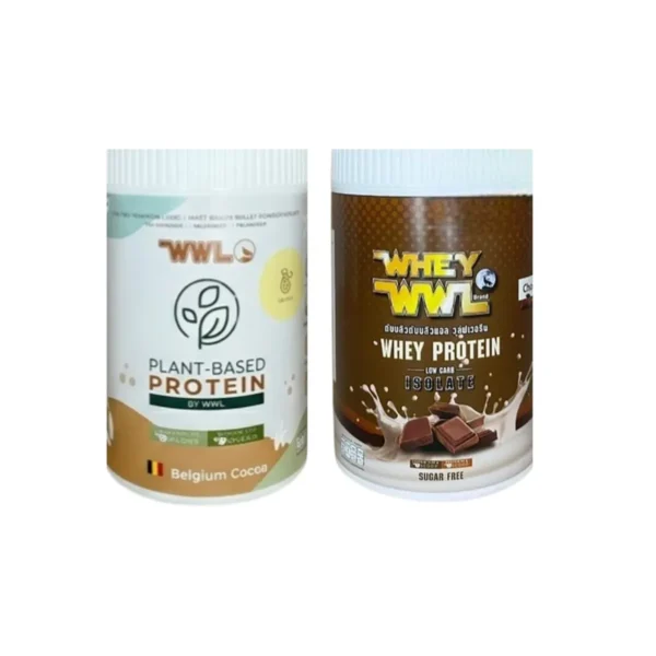health-care-0718 WHEYWWL โปรตีนขนาดทดลองแบบกระปุก 200 g โปรตีนพืชโกโก้ 1 กระปุก เวย์โปรตีนช็อคโกแลต 1 กระปุก