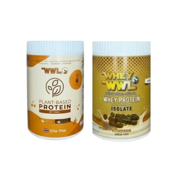 health-care-0724 WHEYWWL โปรตีนขนาดทดลองแบบกระปุก 200 g โปรตีนพืชชาไทย 1 กระปุก เวย์โปรตีนกาแฟ 1 กระปุก