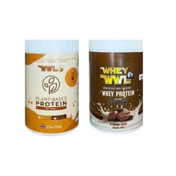WHEYWWL โปรตีนขนาดทดลองแบบกระปุก 200 g โปรตีนพืชชาไทย 1 กระปุก เวย์โปรตีนช็อคโกแลต 1 กระปุก