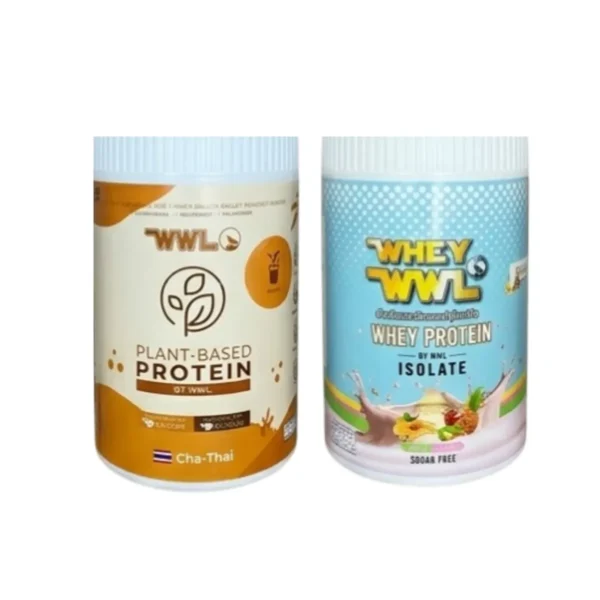 health-care-0735 WHEYWWL โปรตีนขนาดทดลองแบบกระปุก 200 g โปรตีนพืชชาไทย 1 กระปุก เวย์โปรตีนซูกัส 1 กระปุก