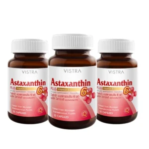 health-care-0876 วิสทร้า ผลิตภัณฑ์เสริมอาหาร แอสต้าแซนธิน 6 มก. พลัส วิตามิน อี 30 แคปซูล x 3