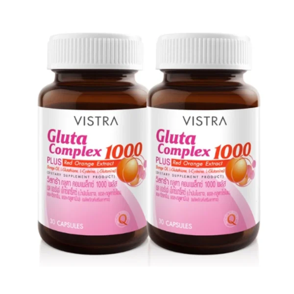 health-care-0878 วิสตร้า ผลิตภัณฑ์เสริมอาหาร กลูตา คอมเพล็กซ์ 1000 พลัส เรด ออเรนจ์ เอ็กซ์แทรกต์ 30 แคปซูล x 2