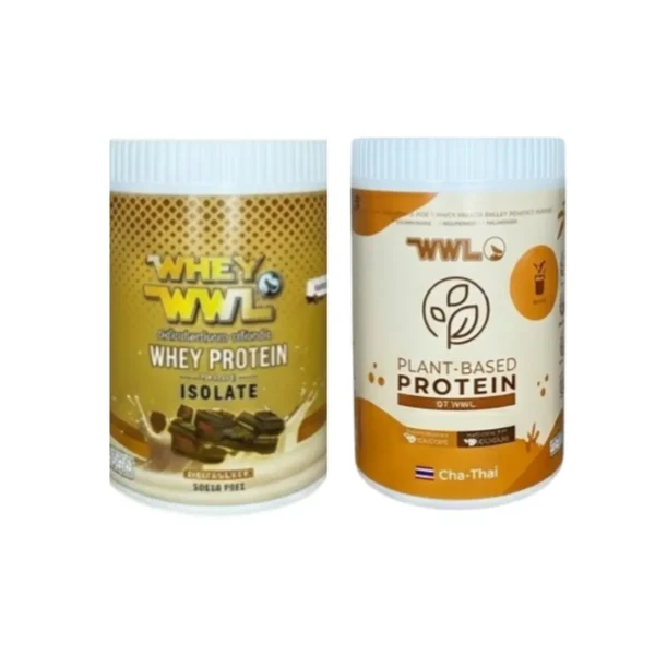 health-care-0891 WHEYWWL โปรตีนขนาดทดลองแบบกระปุก 200 g เวย์โปรตีนกาแฟ 1 กระปุก โปรตีนพืชชาไทย 1 กระปุก