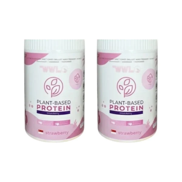 health-care-0895 WHEYWWL โปรตีนขนาดทดลองแบบกระปุก 200 g โปรตีนพืชสตอเบอรี่ 2 กระปุก