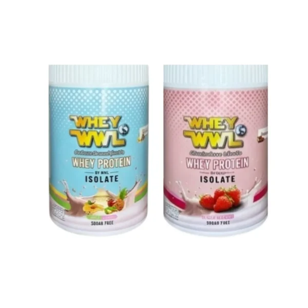 WHEYWWL โปรตีนขนาดทดลองแบบกระปุก 200 g เวย์โปรตีนซูกัส 1 กระปุก เวย์โปรตีนสตอเบอรี่ 1 กระปุก