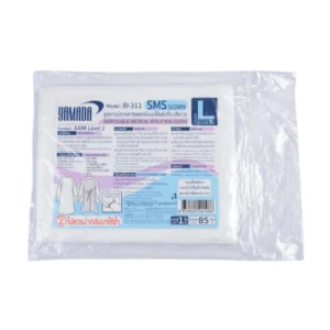 health-care-0957 ชุดคลุมพลาสติก ชุดกาวน์ ทางการแพทย์ แบบใช้แล้วทิ้ง SMS (สีขาว) รุ่น BI-311
