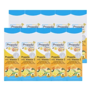health-care-0989 PROPOLIZ CHEWY VIT-C เม็ดอมโพรโพลิซ ผสมวิตามินซีและมะขามป้อม (ชนิดเม็ดเคี้ยว) แก้ระคายคอ (80 เม็ด) GOP0035DIA 10 กล่องเล็ก