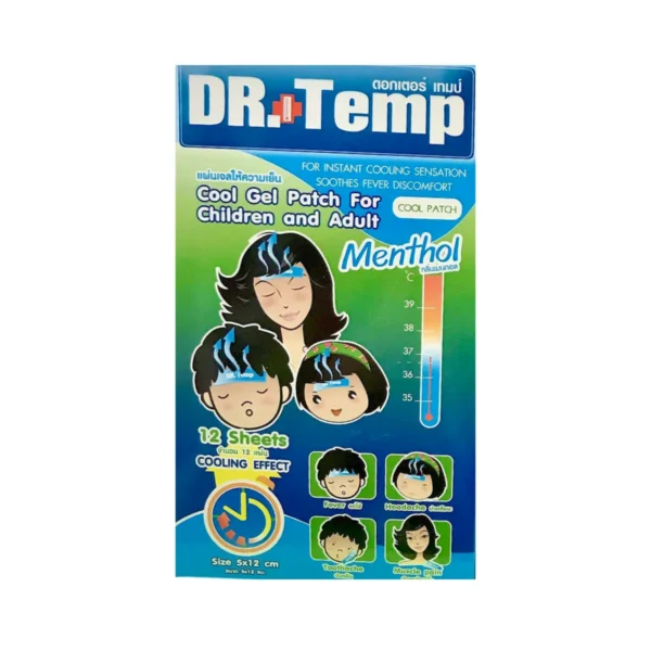 health-care-0998 Dr.Temp แผ่นเจลลดไข้ แผ่นแปะลดไข้ เมนทอล สําหรับผู้ใหญ่