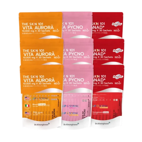 โปรโมชั่นพิเศษ Aurora3+Gluta3+Asta3 The Skin 101 Vita Aurora เดอะเอสเคเอ็น Dr.KhongKwan ดร.ของขวัญ (1ถุง/30ซอง)