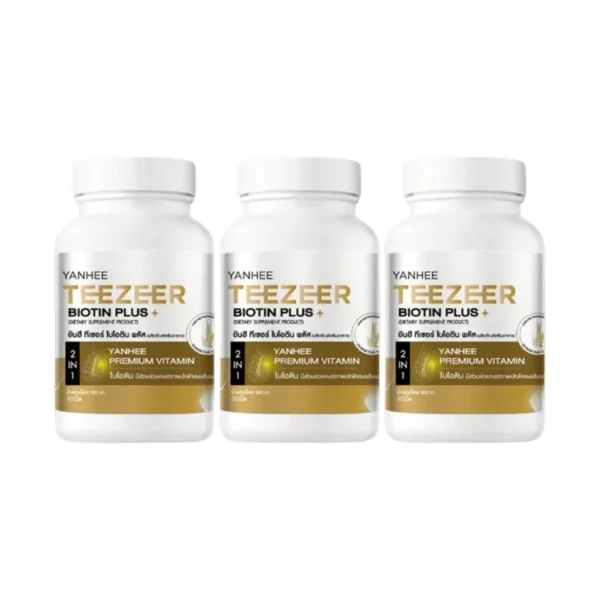 โปรโมชั่น 3 กระปุก Yanhee Teezeer Biotin Plus+ ยันฮี ทีเซอร์ ไบโอติน พลัส วิตามินผม 1 กระปุก 30 เม็ด