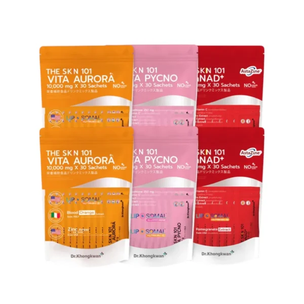 โปรโมชั่นพิเศษ Aurora2+Gluta2+Asta2 The Skin 101 Vita Aurora เดอะเอสเคเอ็น Dr.KhongKwan ดร.ของขวัญ (1ถุง/30ซอง)