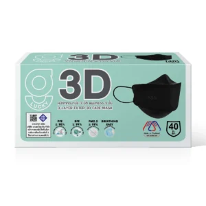 health-care-1105 จี ลัคกี้ 3D หน้ากากอนามัย 3 มิติ แผ่นกรอง 3 ชั้น สีดํา 40 ชิ้น ผลิตในประเทศไทย