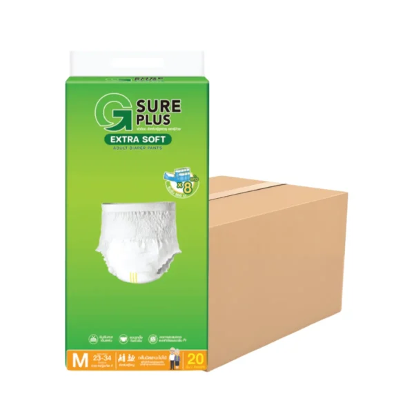 health-care-1116 จี ชัวร์ พลัส เอ็กซ์ตร้าซอฟ ผ้าอ้อมผู้ใหญ่ แบบกางเกง ขนาด M 20 ชิ้น X 4 (ยกลัง)