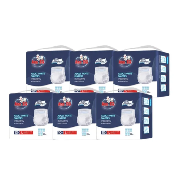 health-care-1137 Ano.EQ (5ถุงแถม1ถุง รวมได้60ชิ้น) ผ้าอ้อมผู้ใหญ่ แบบกางเกง ซึมซับแห้งสบาย 500CC Size L แพมเพิสผู้ใหญ่ เกรดการแพทย์