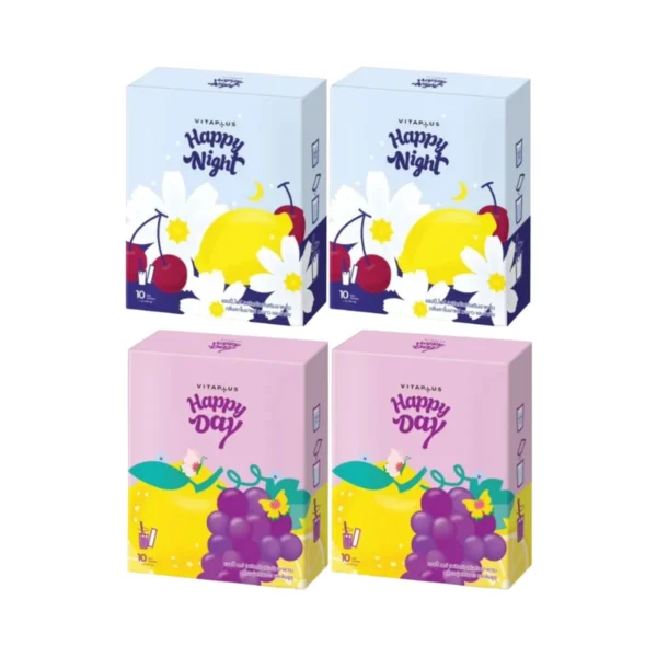 Milk Plus & More Happy Drink เครื่องดื่ม ลดความเครียด บํารุงสมอง ผ่อนคลาย นอนหลับดีขึ้น สูตร Day x2 + สูตร Night x2