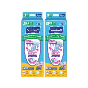 [1แถม1] Sanisoft/แซนนิซอฟท์ ผ้าอ้อมผู้ใหญ่ แบบเทป 700cc (ไซส์ L : 44-55นิ้ว/120-140ซม.) 24ชิ้น/ห่อ
