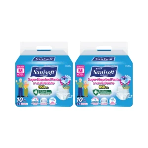 [ซื้อ1แถม1] Sanisoft / แซนนิซอฟท์ กางเกงผู้ใหญ่ซึมซับพิเศษ 850cc (ไซส์ M:26-37นิ้ว/67-95ซม.) 10s/ห่อ