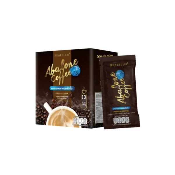 health-care-1279 Abalone Coffee ผสมผงจากหอยเป๋าฮื้อ 1 กล่อง บรรจุ 10 ซอง 1 กล่อง